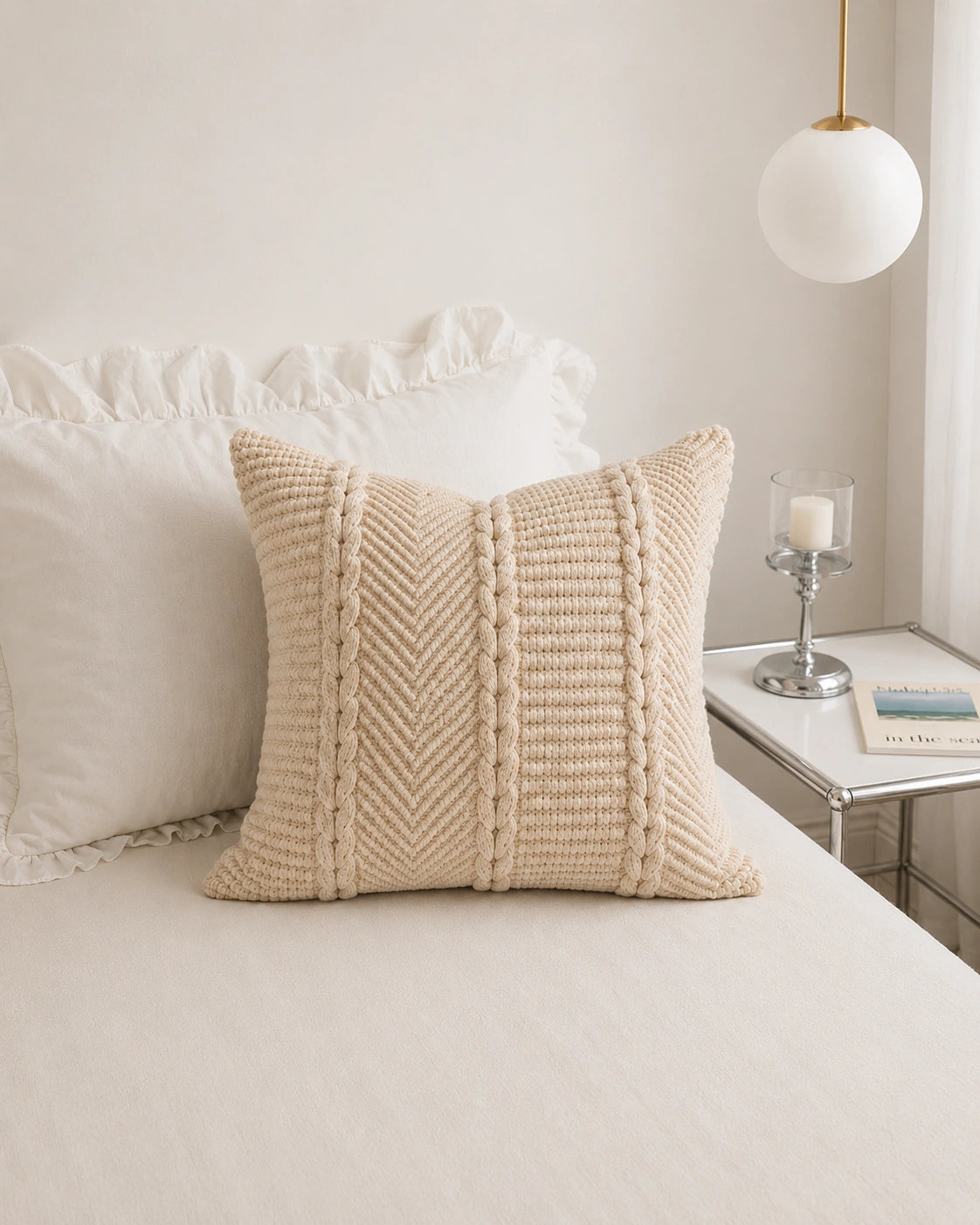 Ivory Knit Cushion Cover