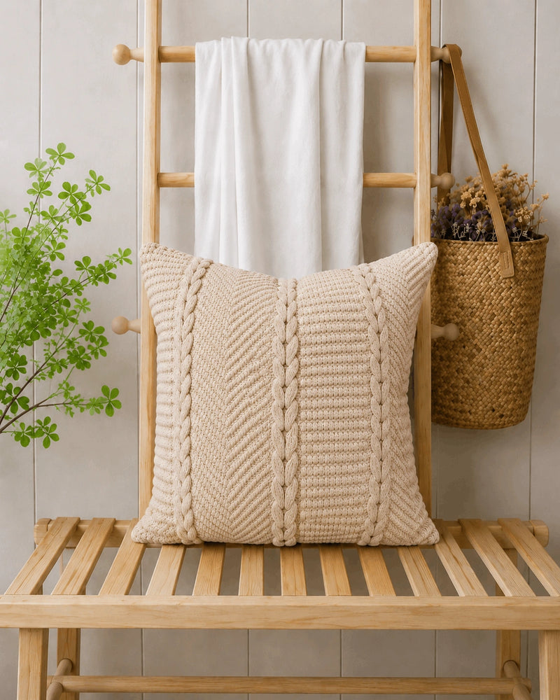 Ivory Knit Cushion Cover