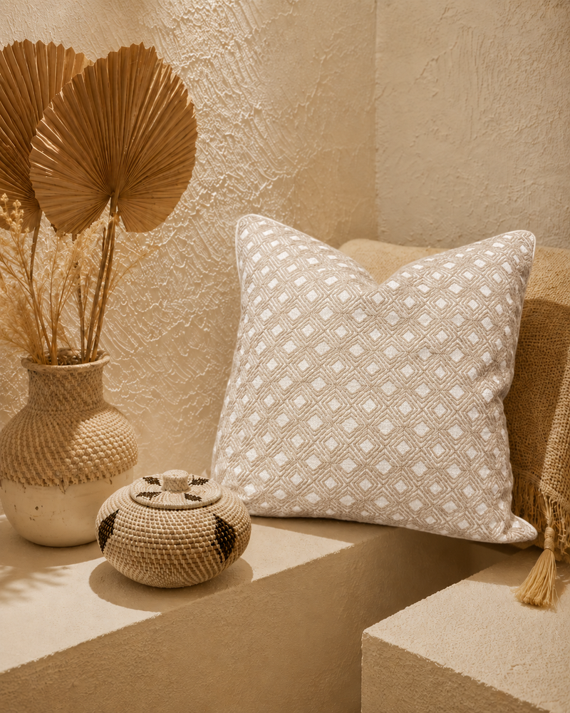 Ivory Mosaic Cushion Cover