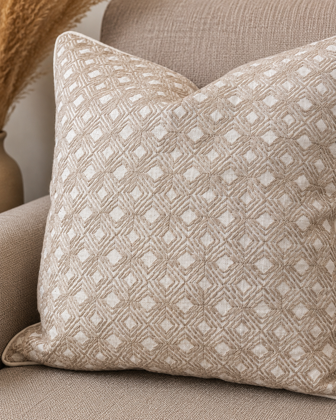 Ivory Mosaic Cushion Cover | Cover Only