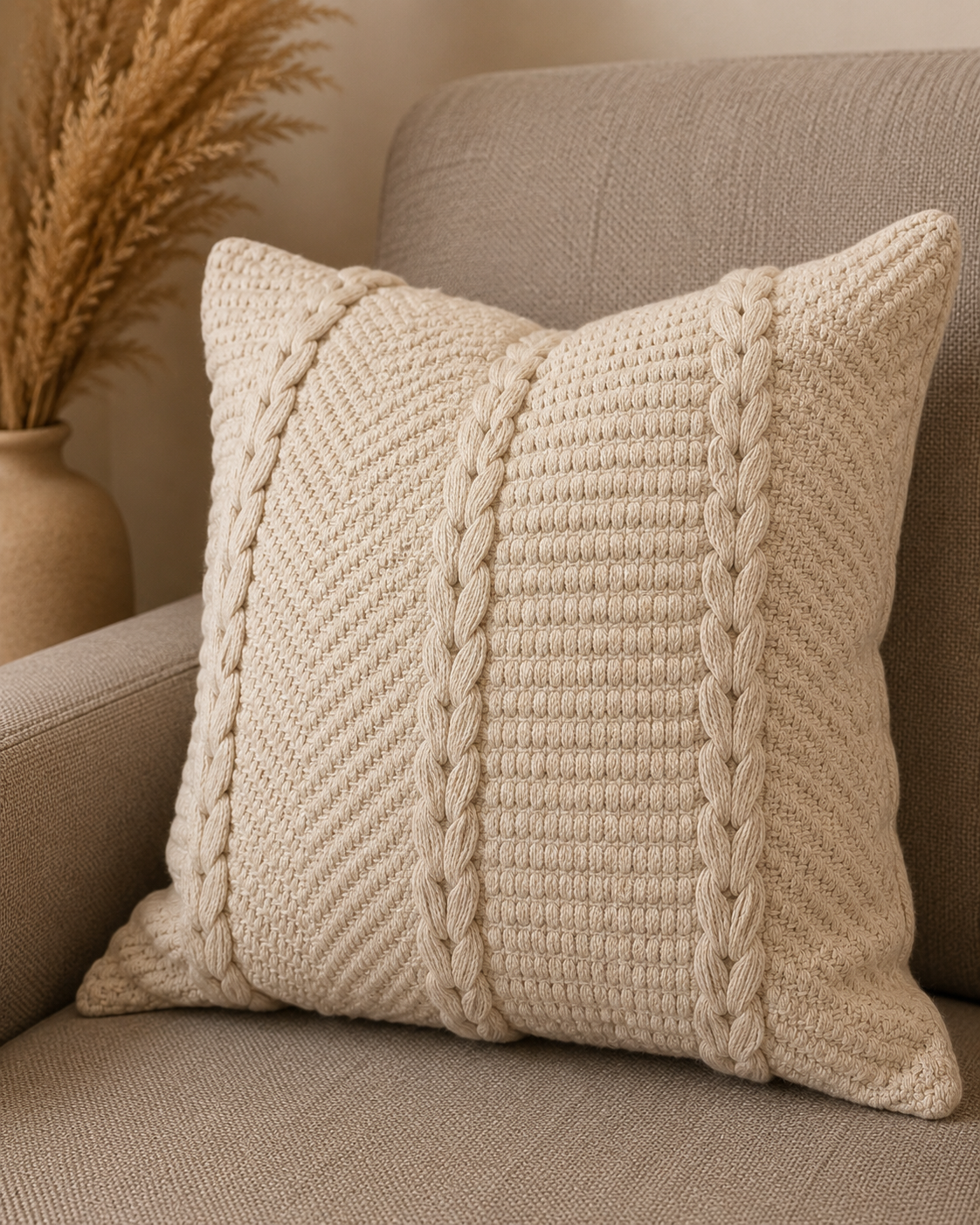 Ivory Knit Cushion Cover | Cover Only