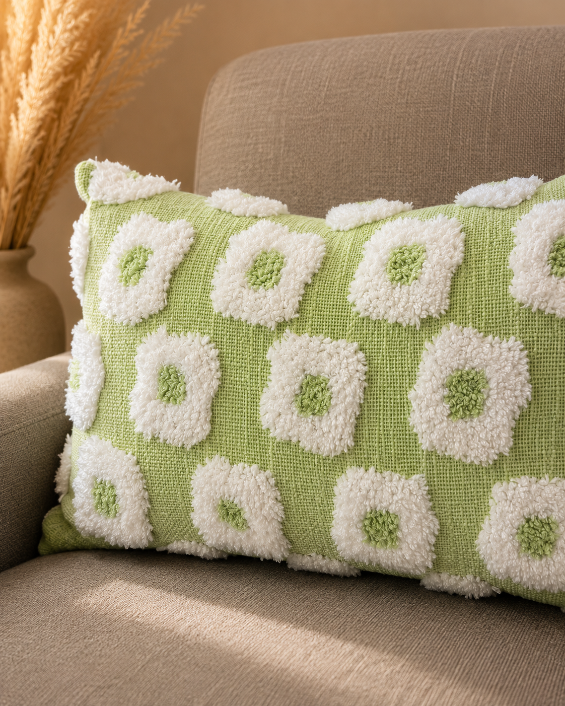Pistachio Petals Cushion Cover | Includes Filler