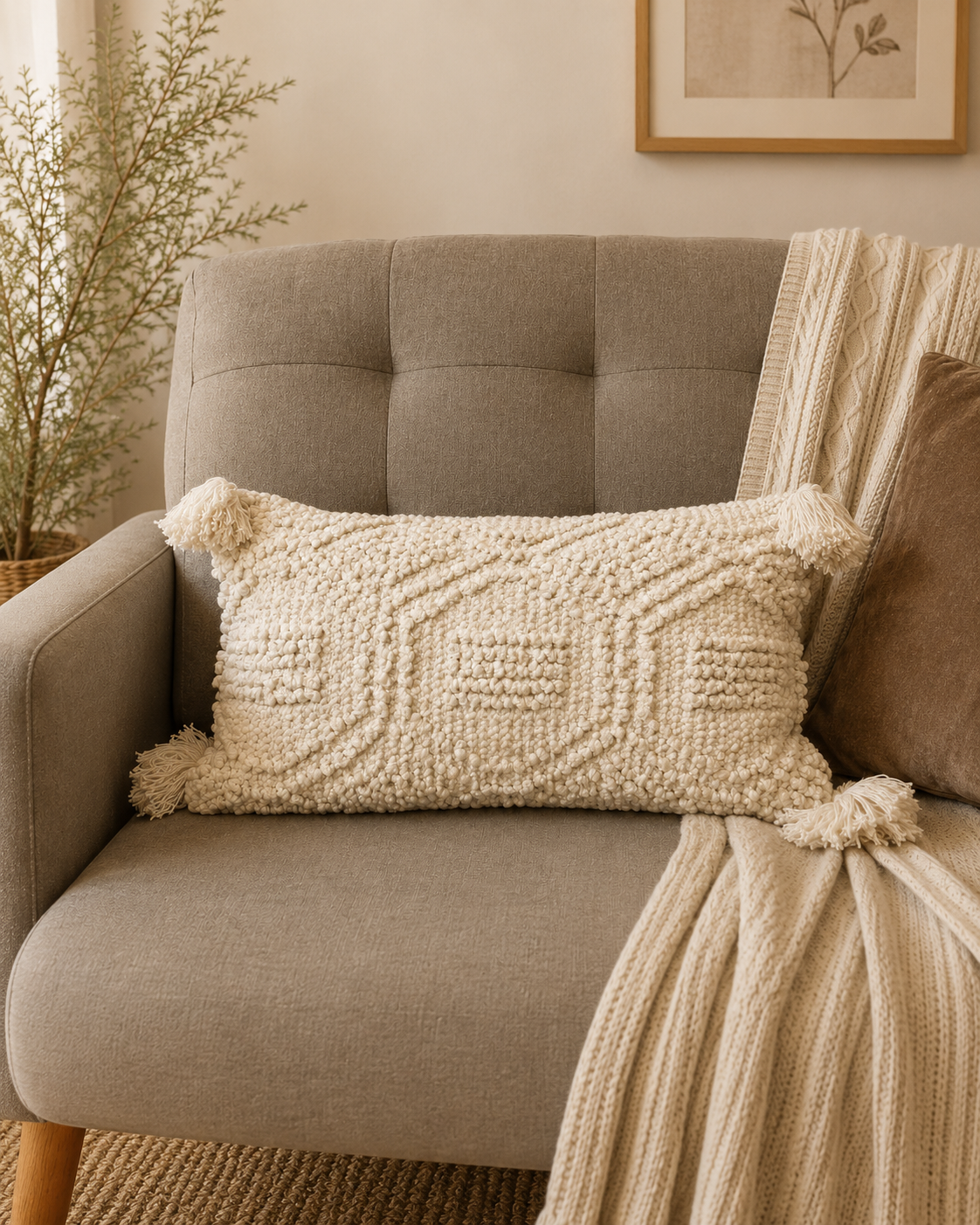 Ivory Dune Cushion Cover | Includes Filler