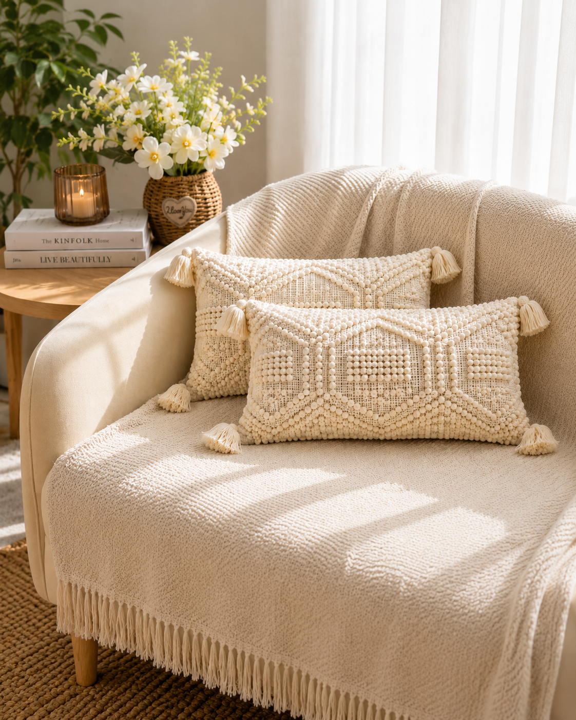 Ivory Dune Cushion Cover | Includes Filler