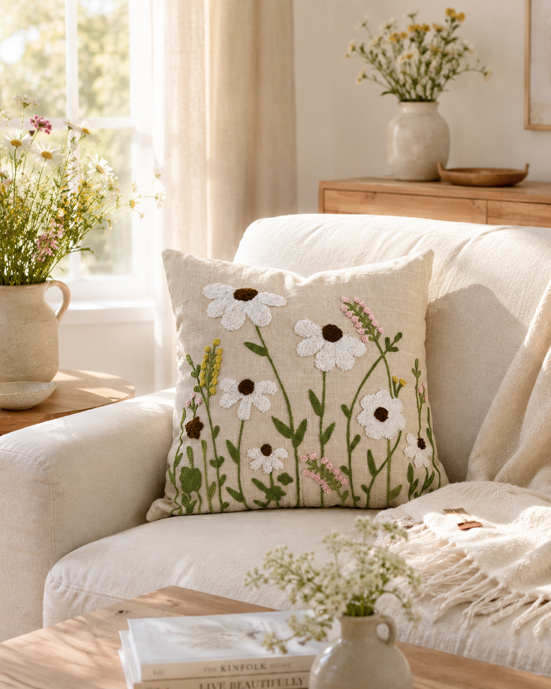 Wild Daisy Meadow Cushion Cover