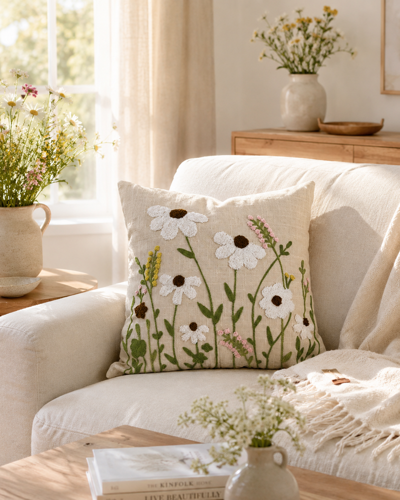 Wild Daisy Meadow Cushion Cover