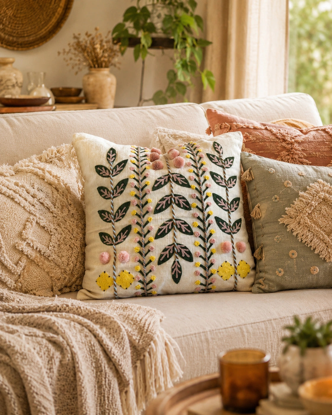 Blush Meadow Cushion Cover
