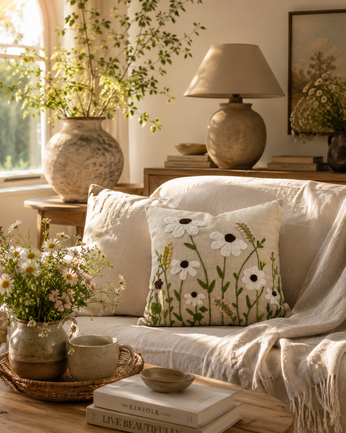 Wild Daisy Meadow Cushion Cover