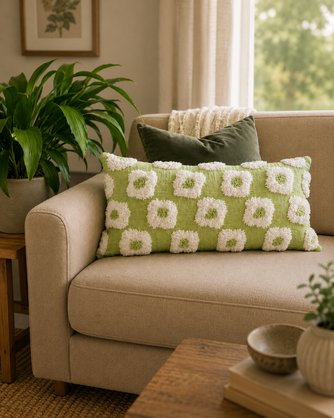 Pistachio Petals Cushion Cover | Includes Filler