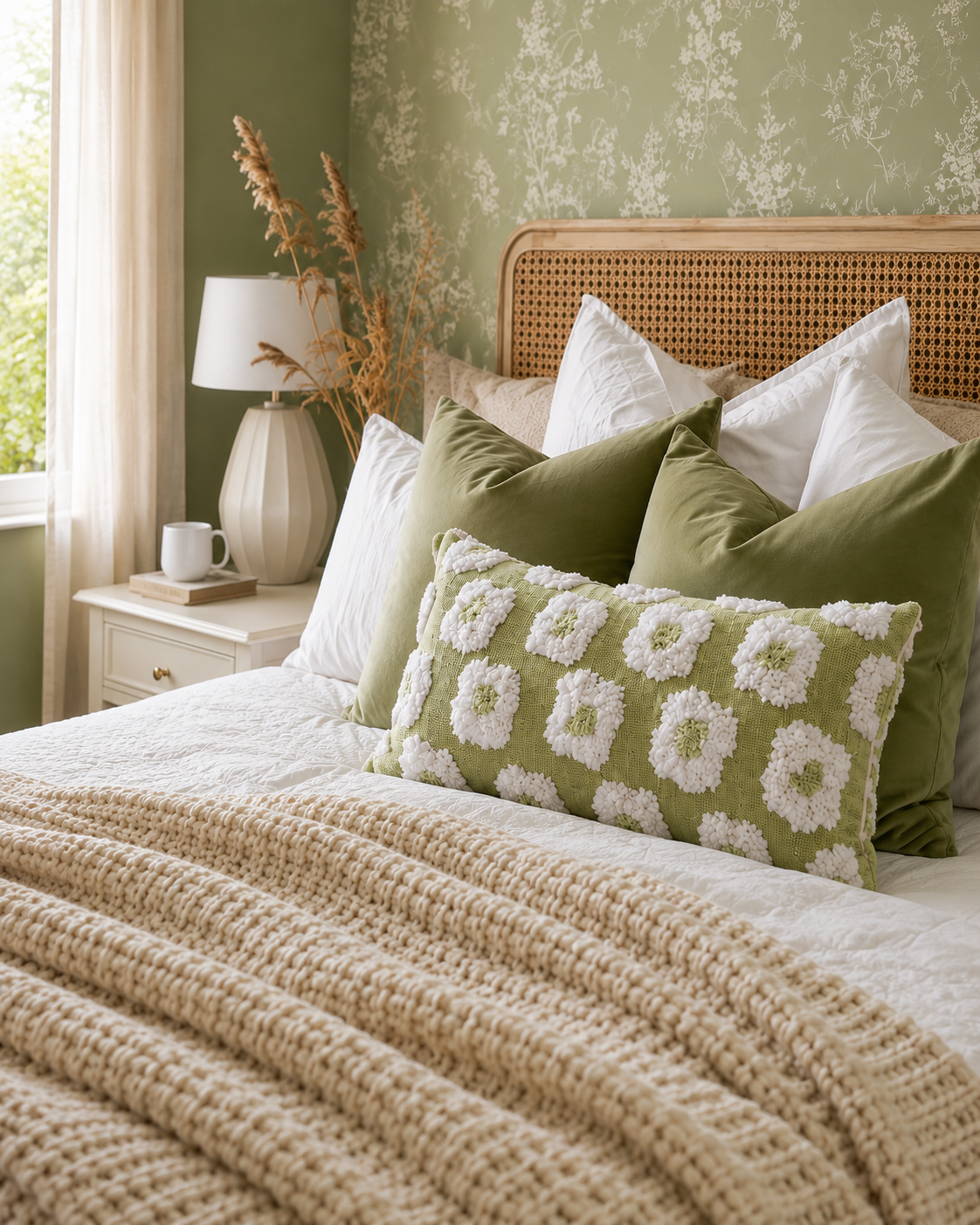 Pistachio Petals Cushion Cover | Includes Filler