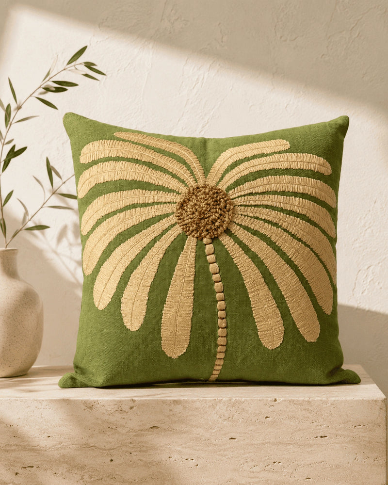 Sage Blossom Cushion Cover
