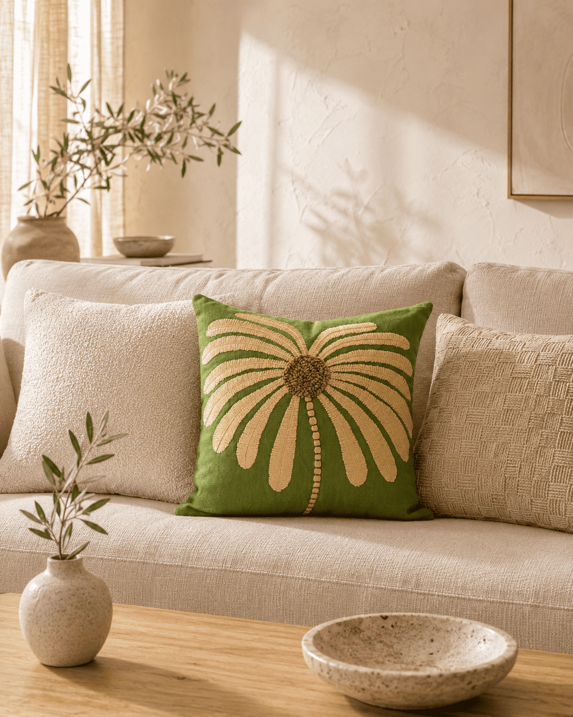 Sage Blossom Cushion Cover | Cover Only