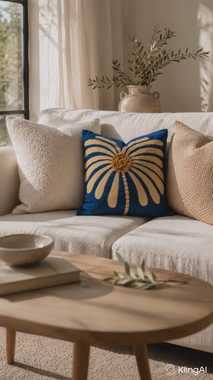 Azure Blossom Cushion Cover | Cover Only