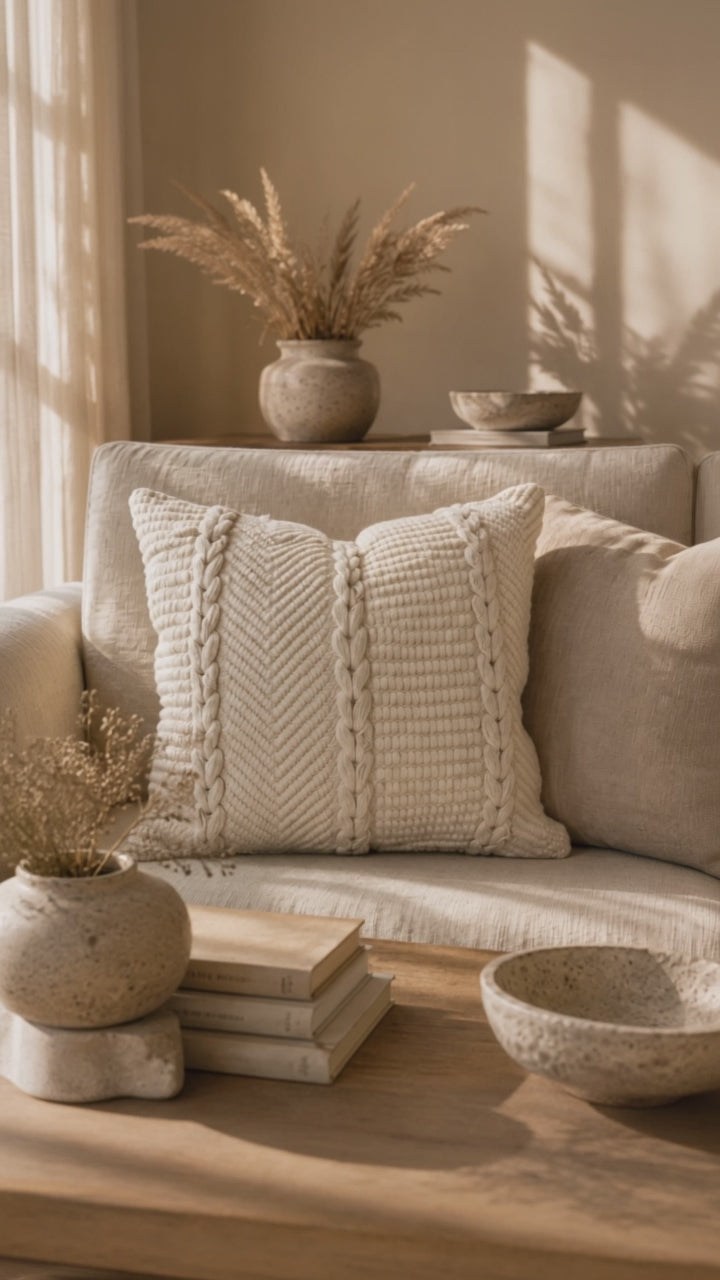 Ivory Knit Cushion Cover | Cover Only