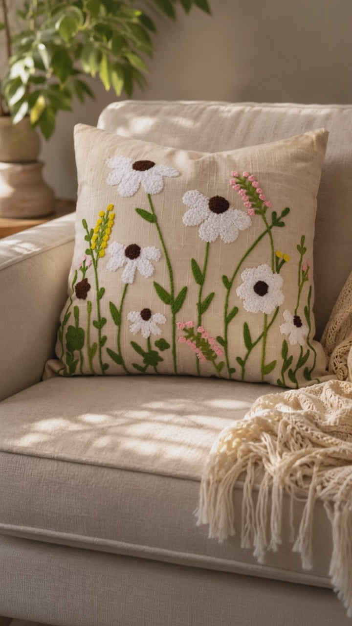 Wild Daisy Meadow Cushion Cover